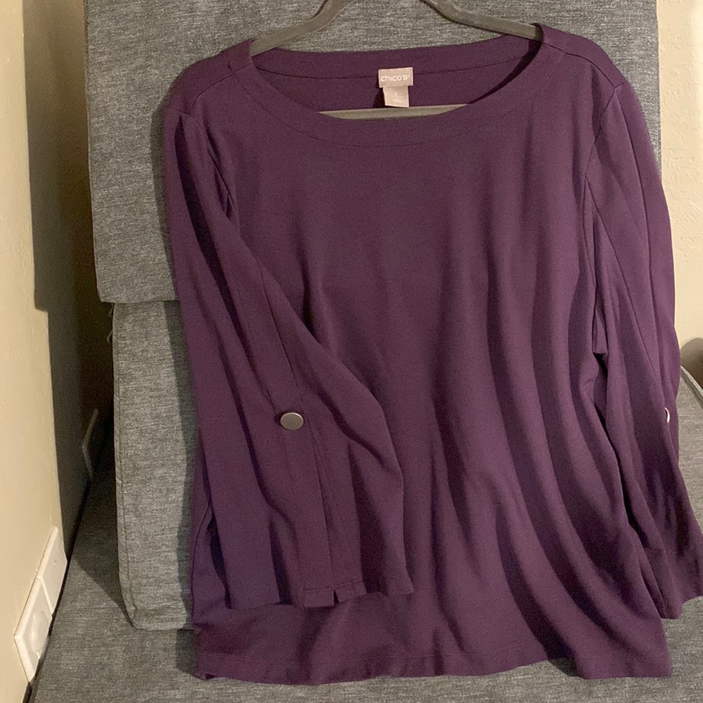 Chico’s Purple Flare Sleeve Blouse